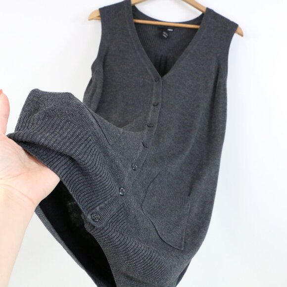 *H&M Sleeveless Grey Button-up Sweater Vest - Picture 5 of 7